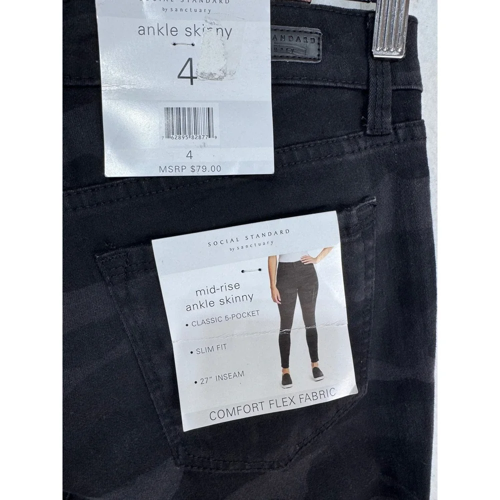 Social Standard by Sanctuary 4 Prosperity Camo Ankle Skinny Mid-Rise‎ Jeans New